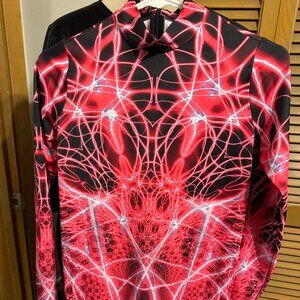 Devil Walking Pink Electric Back Zip Catsuit Size L NWOT